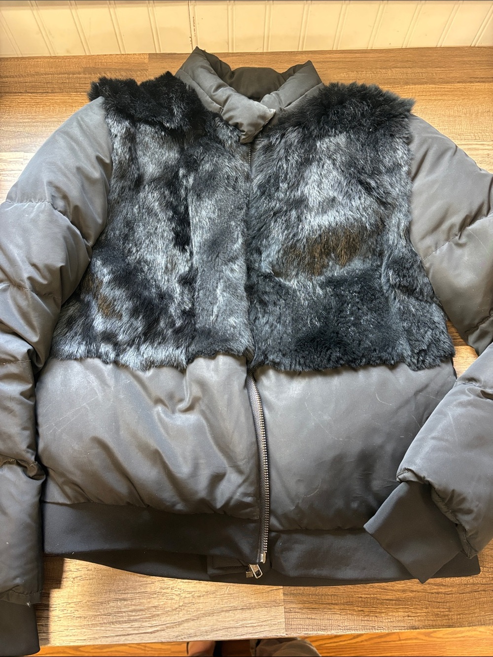 Maje rabbit fur puffer jacket